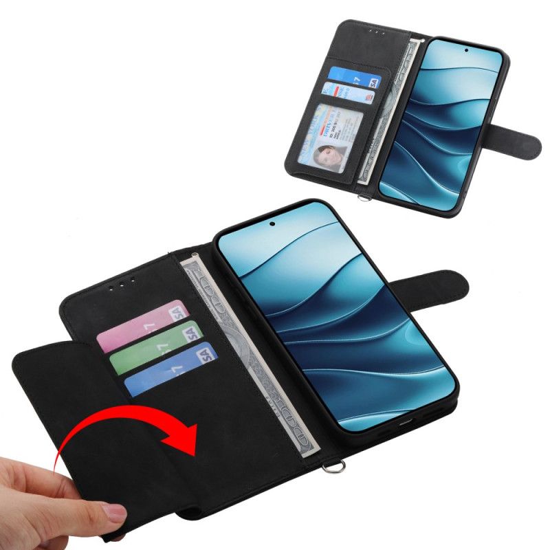 Læder Cover Xiaomi Redmi Note 14 4g Telefon Etui Blomstermønster Og Stropper