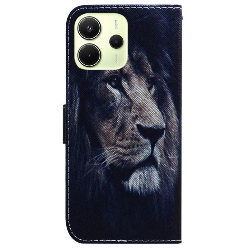 Læder Cover Xiaomi Redmi Note 14 4g Telefon Etui Drømmende Løve