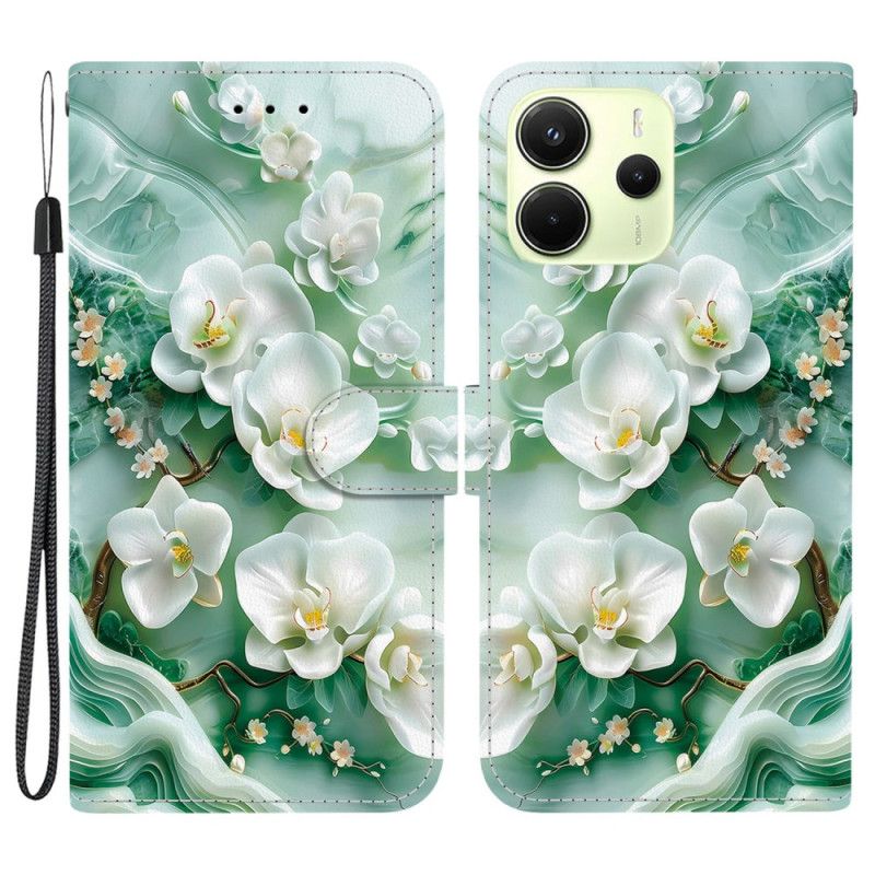 Læder Cover Xiaomi Redmi Note 14 4g Telefon Etui Jadeblomster