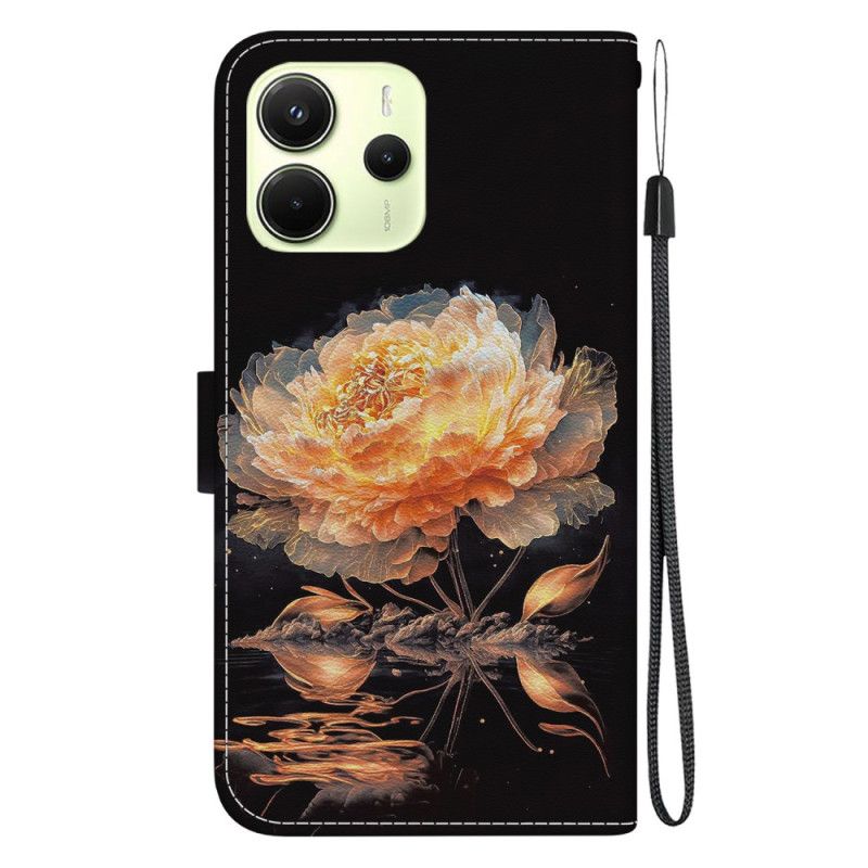 Læder Cover Xiaomi Redmi Note 14 4g Telefon Etui Orange Pæon