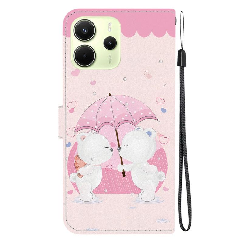Læder Cover Xiaomi Redmi Note 14 4g Telefon Etui Par Bjørne