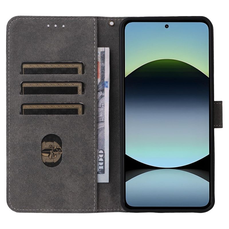 Læder Cover Xiaomi Redmi Note 14 4g Telefon Etui Rfid-beskyttelse Ruskindseffekt Med Rem