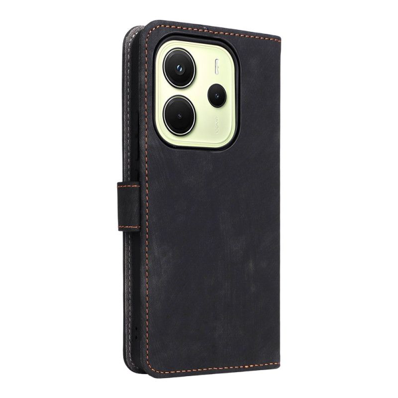 Læder Cover Xiaomi Redmi Note 14 4g Telefon Etui Rfid-beskyttelse Ruskindseffekt Med Rem