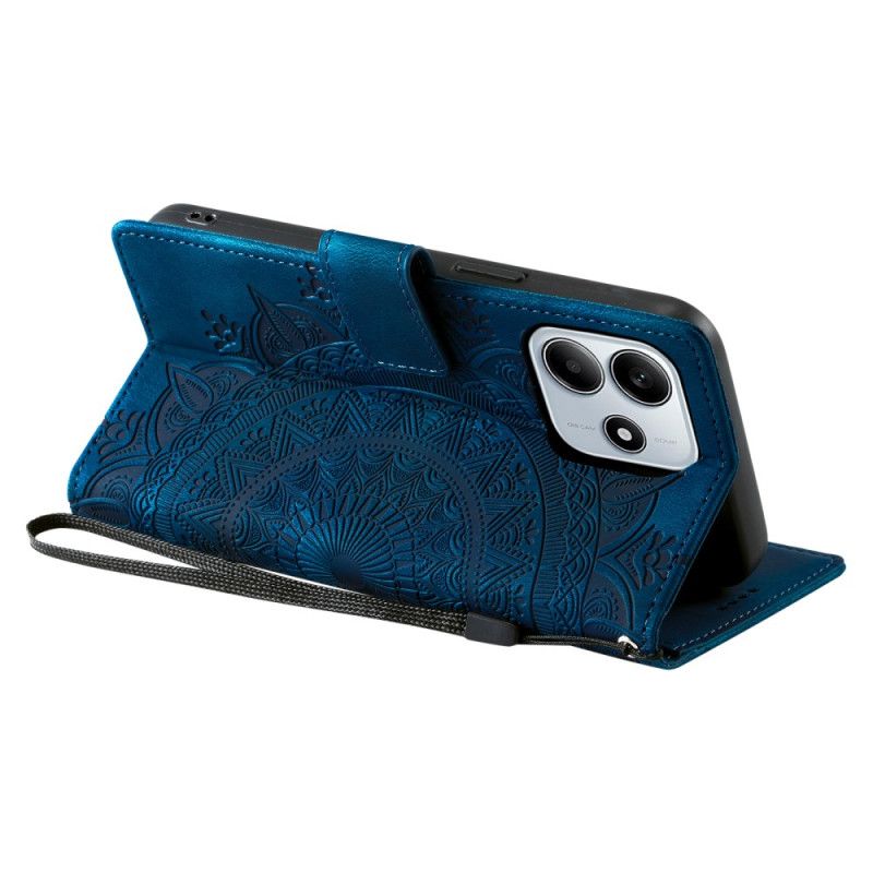 Læder Cover Xiaomi Redmi Note 14 4g Telefon Etui Ruskindseffekt Med Rem