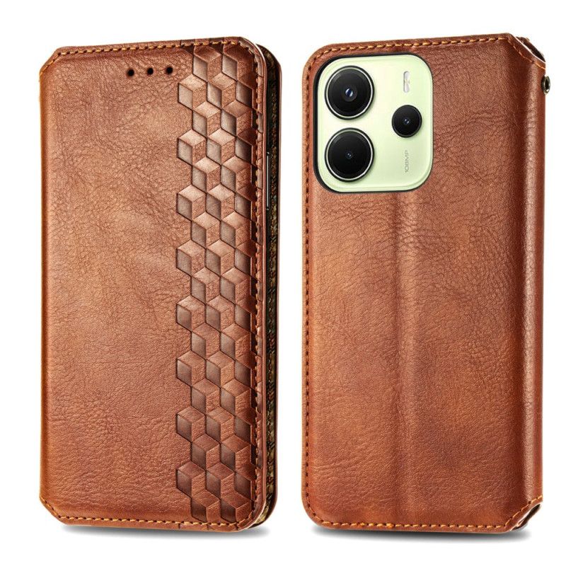 Læder Cover Xiaomi Redmi Note 14 4g Telefon Etui Vintage Lædereffekt Med Diamantmønster
