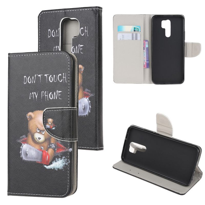Flip Cover Læder for Xiaomi Redmi 9 Farlig Bjørn