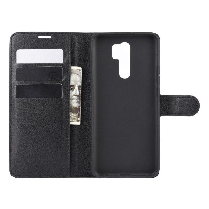 Flip Cover Læder for Xiaomi Redmi 9 Sort Klassisk Kunstlæder