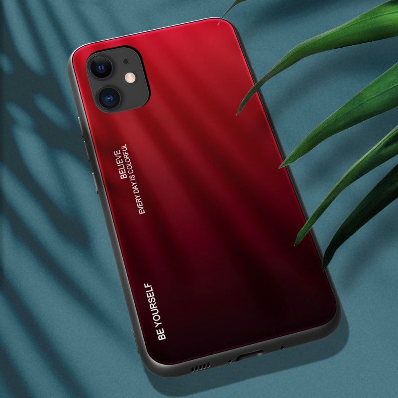Cover iPhone 12 Mini Rød Vær Dig Selv Hærdet Glas