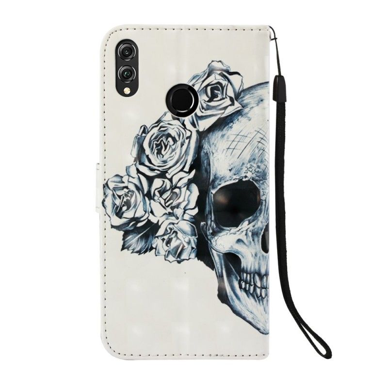 Flip Cover Læder for Honor 8X Blomstret Kranium