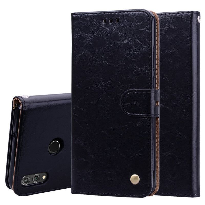 Flip Cover Læder for Honor 8X Sort Hatprins Vintage Olievoks