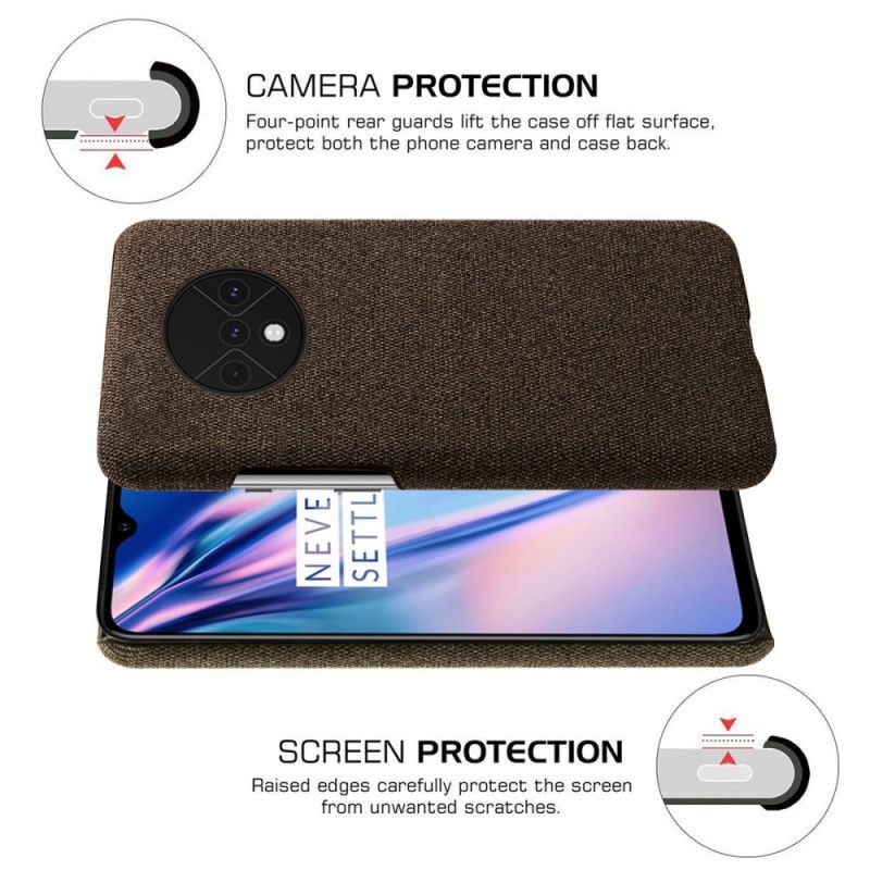 Cover for OnePlus 7T Rød Stoftekstur