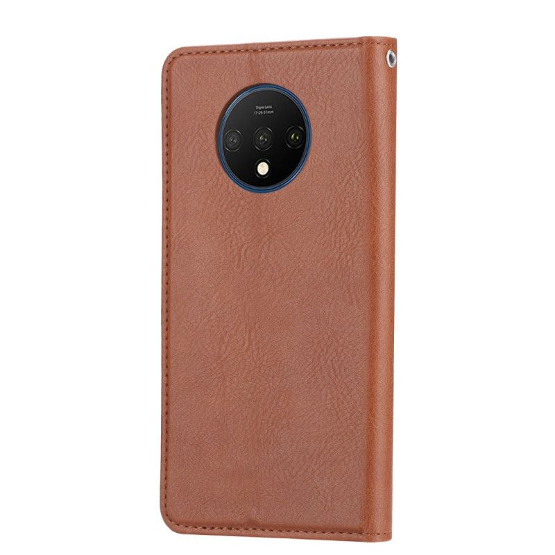 Læder Cover OnePlus 7T Sort Kortholder I Kunstlæder