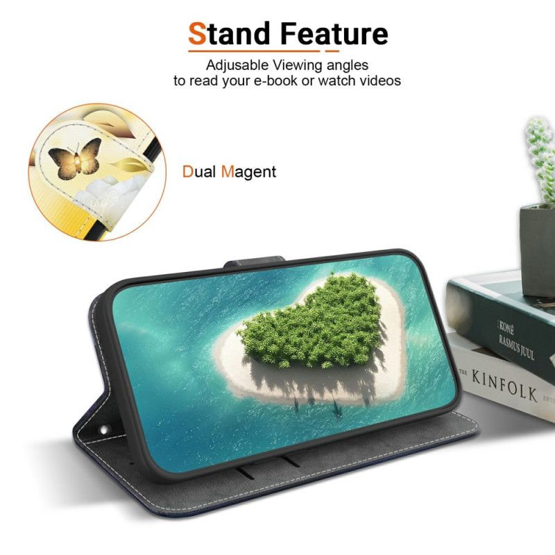 Flip Cover Oppo Reno 13 5g Guldsommerfugle Og Hvide Blomster