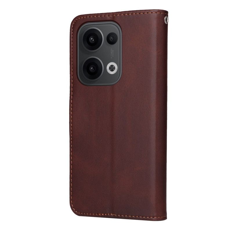 Flip Cover Til Oppo Reno 13 5g Almindeligt Læderlook Med Rem