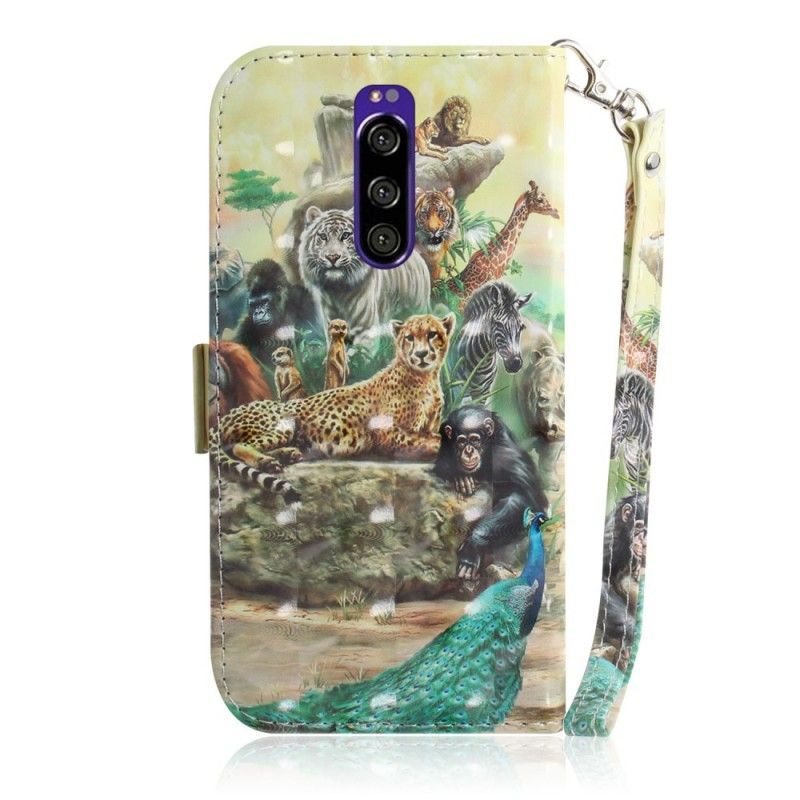 Flip Cover Læder for Sony Xperia 1 Thong Safari Dyr
