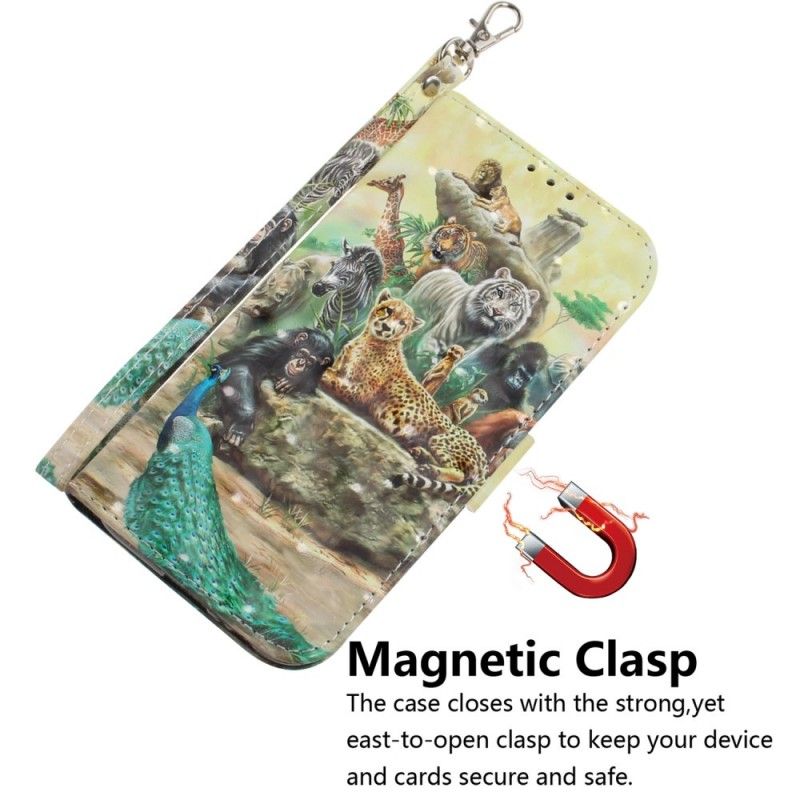 Flip Cover Læder for Sony Xperia 1 Thong Safari Dyr