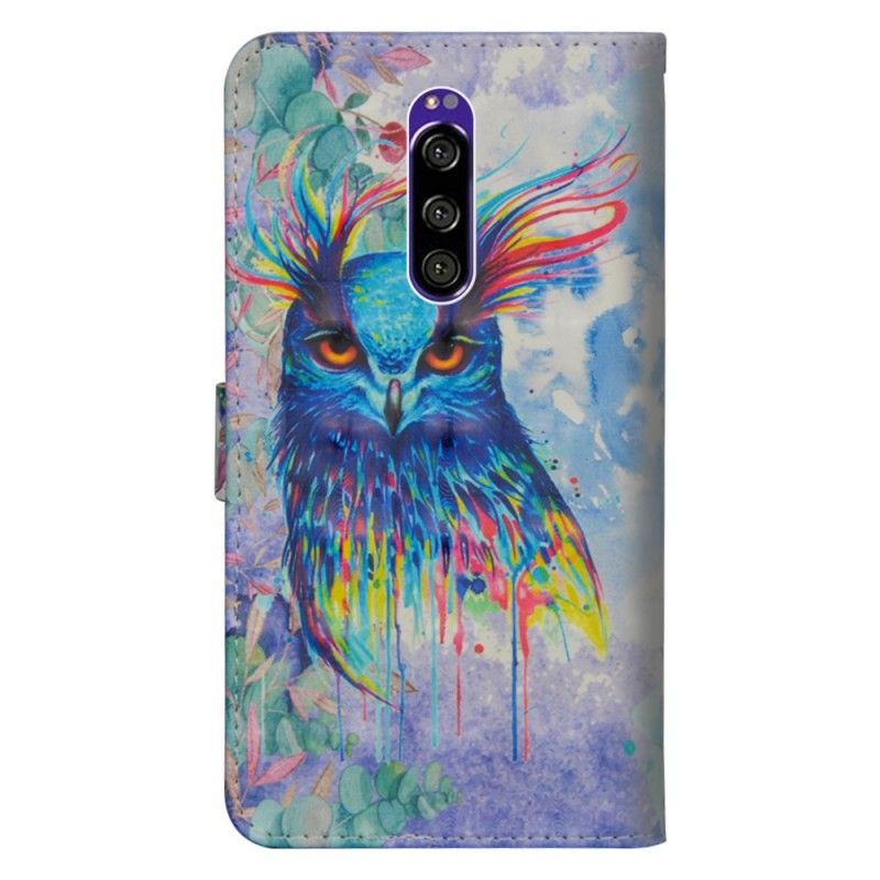 Flip Cover Læder Sony Xperia 1 Akvarel Fugl Original