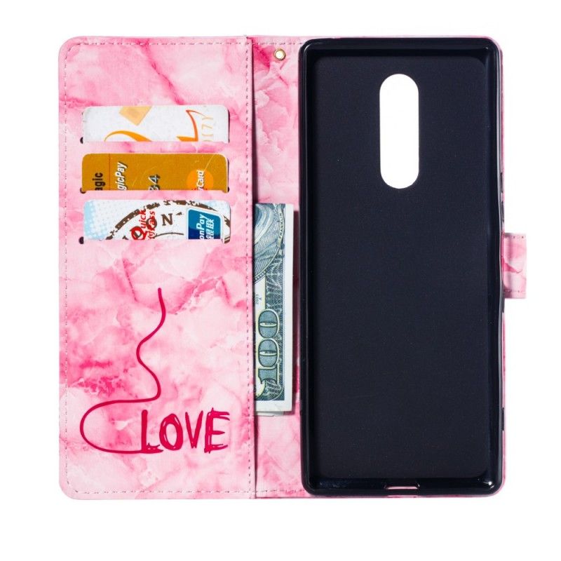 Flip Cover Læder Sony Xperia 1 Kærlighedsmarmor Original