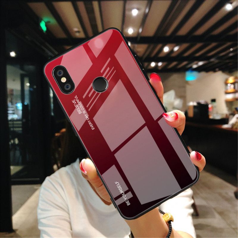 Cover Xiaomi Redmi Note 5 Rød Vær Dig Selv Hærdet Glas Beskyttelse