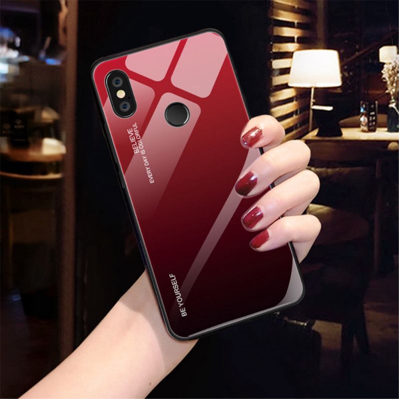 Cover Xiaomi Redmi Note 5 Rød Vær Dig Selv Hærdet Glas Beskyttelse