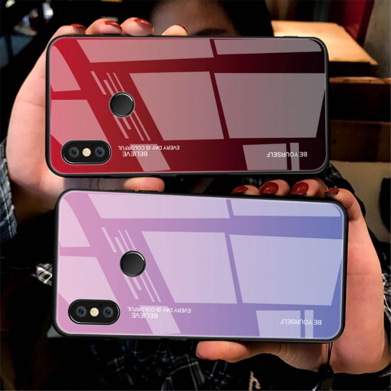 Cover Xiaomi Redmi Note 5 Rød Vær Dig Selv Hærdet Glas Beskyttelse