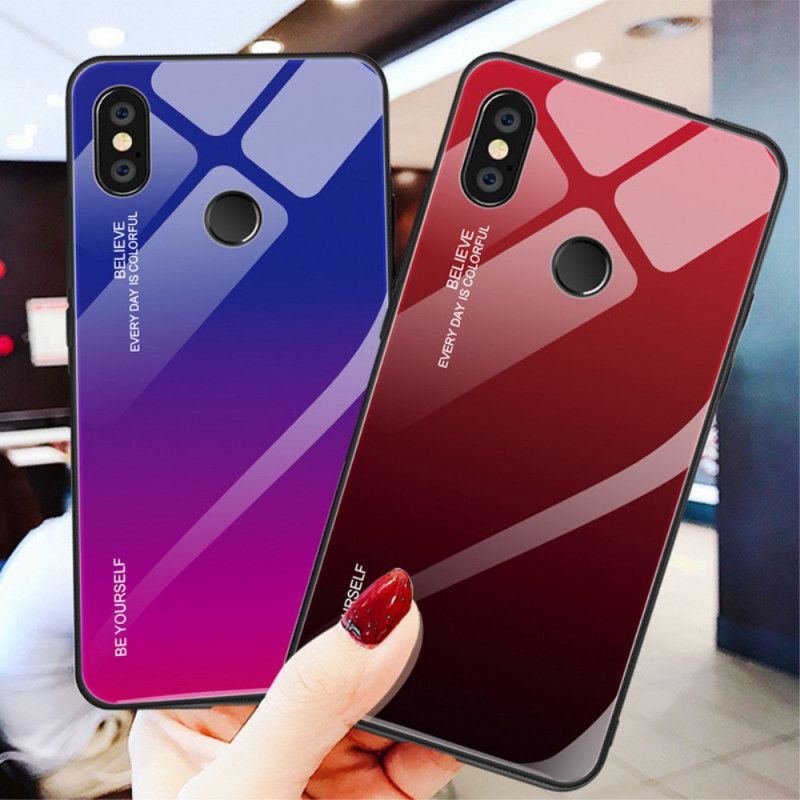 Cover Xiaomi Redmi Note 5 Rød Vær Dig Selv Hærdet Glas Beskyttelse