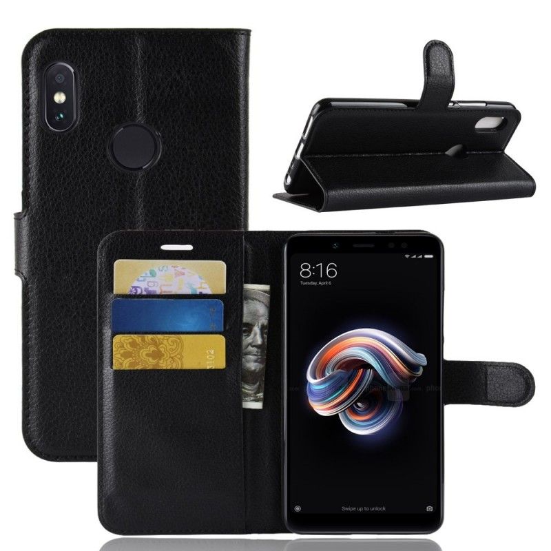 Flip Cover Læder Xiaomi Redmi Note 5 Sort Klassisk