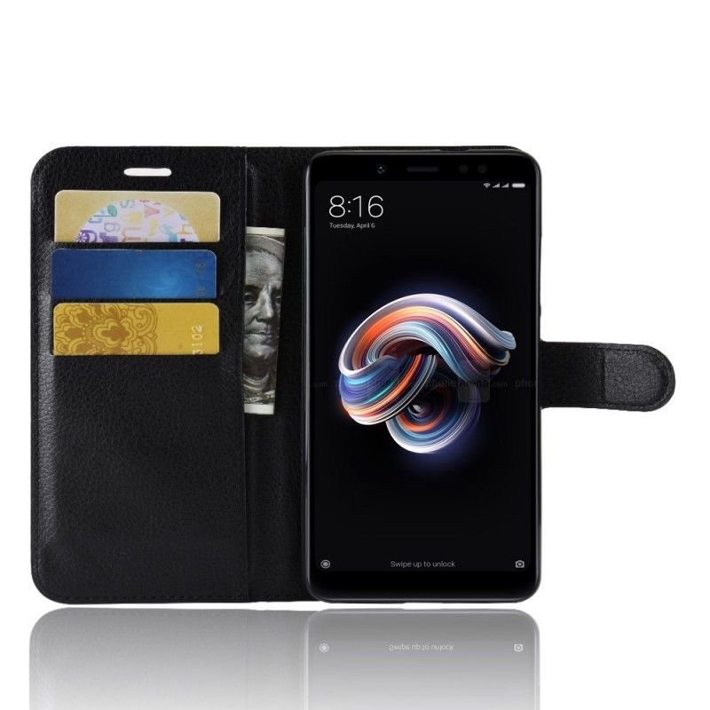 Flip Cover Læder Xiaomi Redmi Note 5 Sort Klassisk