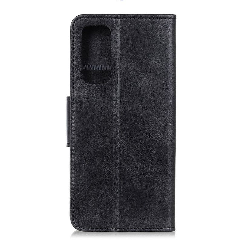 Flip Cover Læder for Samsung Galaxy A72 4G / A72 5G Sort Vendbar Lås I Lædereffekt