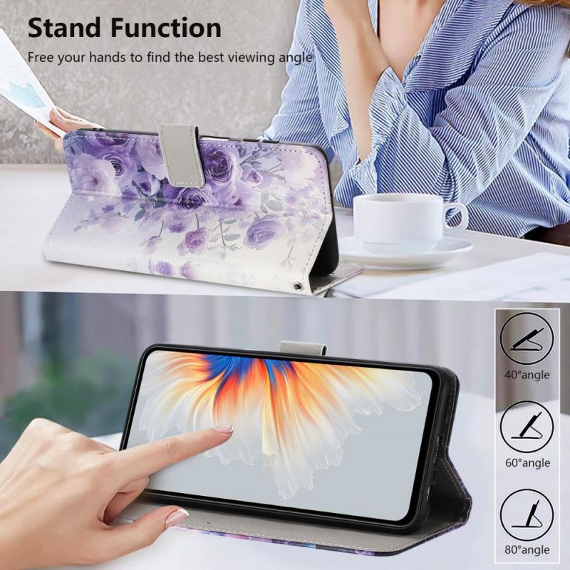 Case Xiaomi 17 Pro Max Telefon Etui Klap-pung - Pink/lilla Mønster Med Håndledsrem