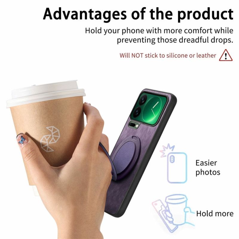 Cover Til Xiaomi 17 Pro Max Roterende Stativ Og Retro Lædertekstur