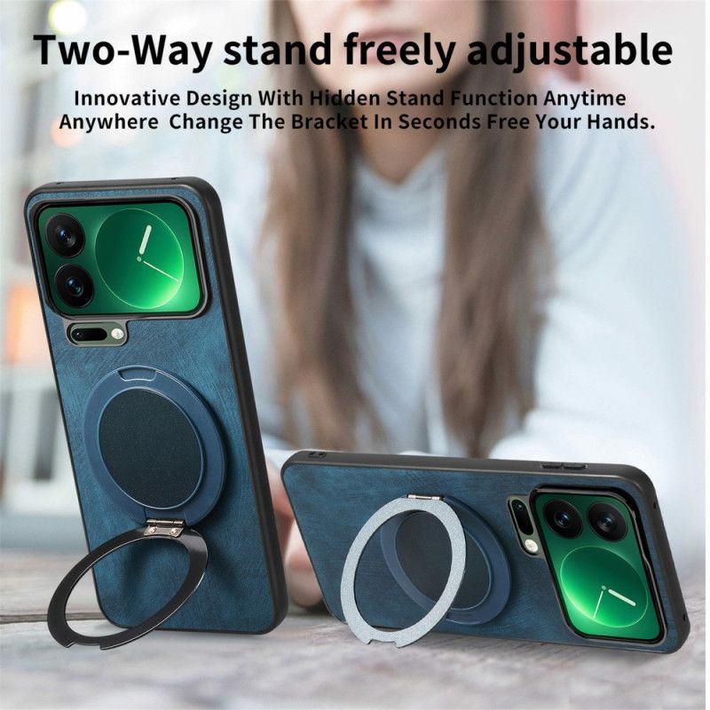 Cover Til Xiaomi 17 Pro Max Roterende Stativ Og Retro Lædertekstur