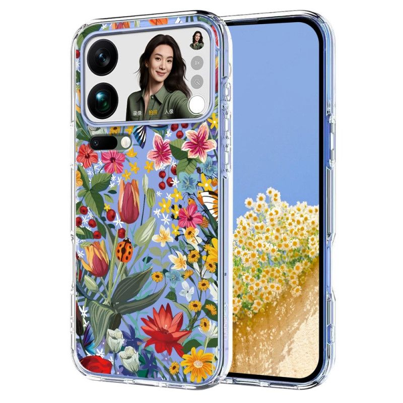 Cover Til Xiaomi 17 Pro Max Sommerfugle Og Blomster