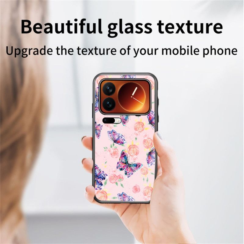 Cover Xiaomi 17 Pro Max Hærdet Glas Sommerfuglemønster