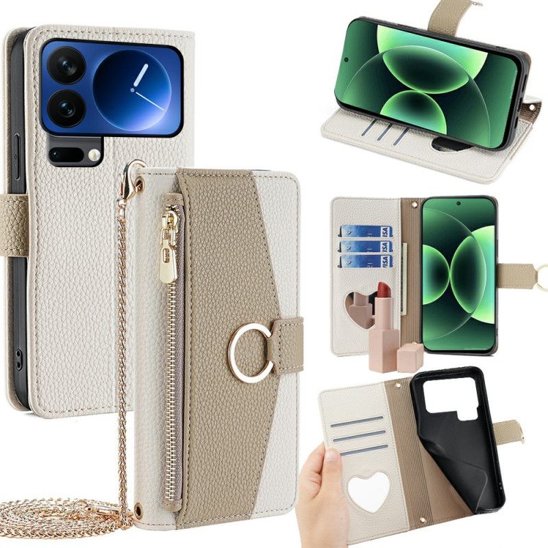 Flip Cover Til Xiaomi 17 Pro Max Skulderrem Med Spejl Og Kæde