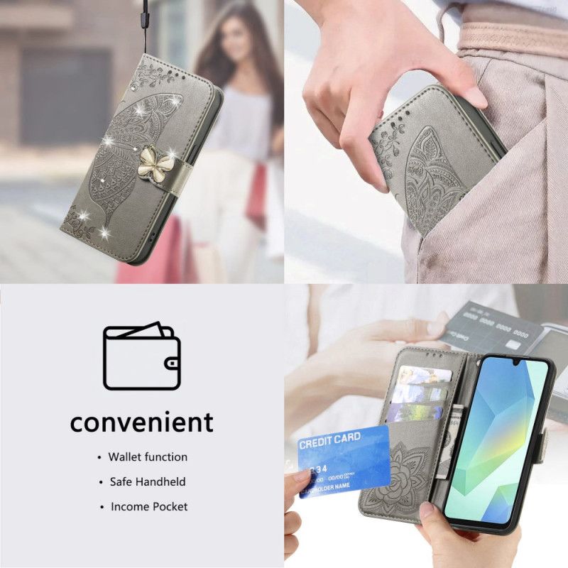 Flip Cover Xiaomi 17 Pro Max Sommerfugl Og Rhinsten