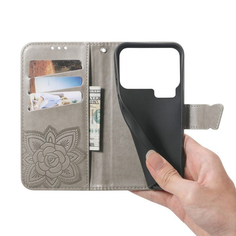 Flip Cover Xiaomi 17 Pro Max Sommerfugl Og Rhinsten