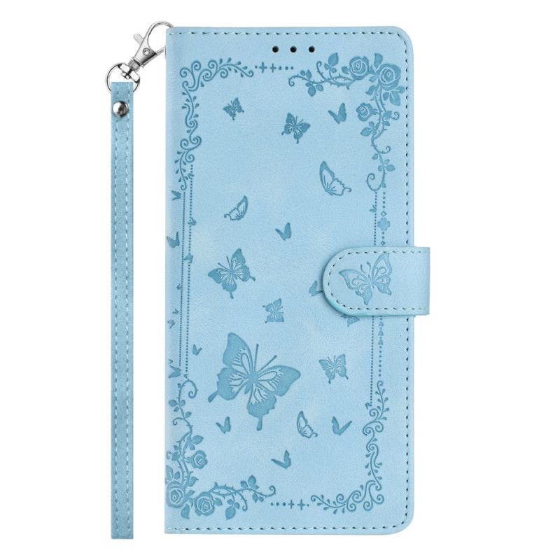 Flip Cover Xiaomi 17 Pro Max Sommerfugle Med Ruskindseffekt