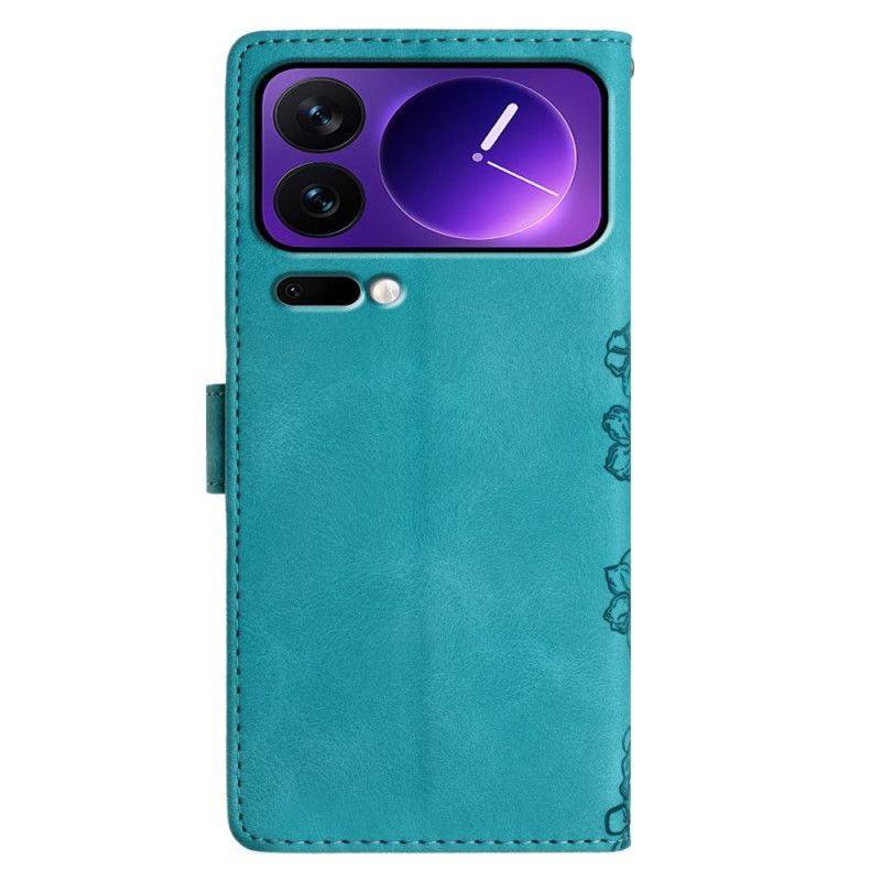 Flip Cover Xiaomi 17 Pro Max Sommerfugle- Og Blomstermønster