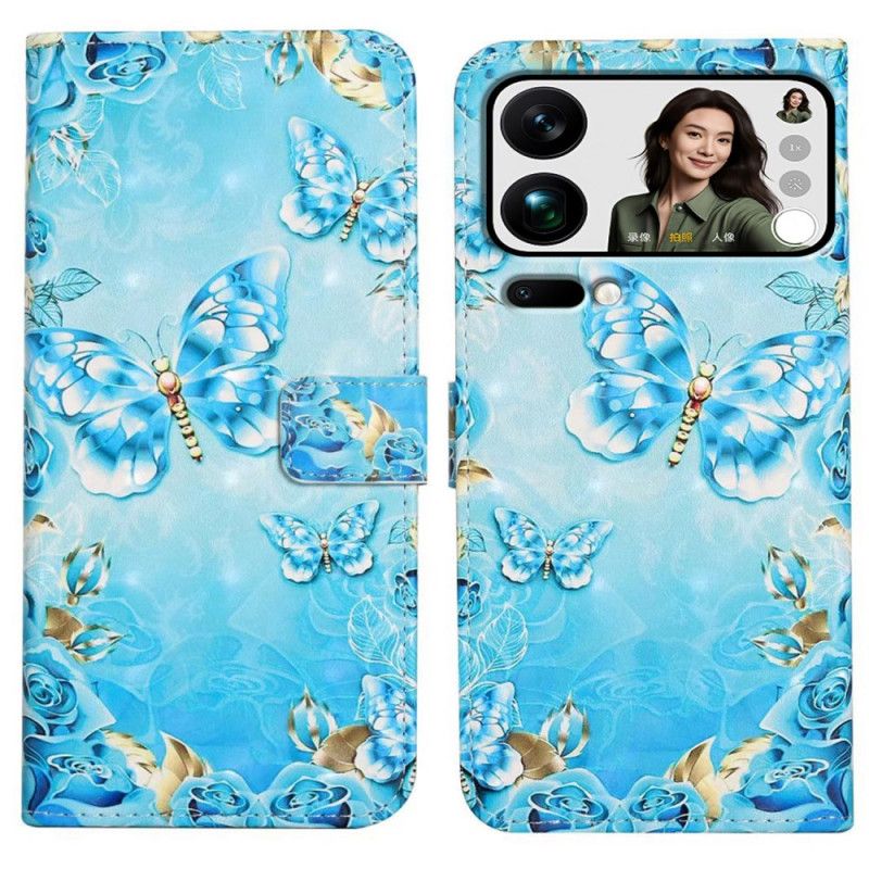 Flip Cover Xiaomi 17 Pro Max Sommerfugle Og Diamanter