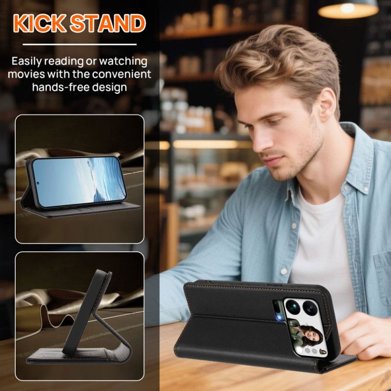 Læder Cover Xiaomi 17 Pro Max Telefon Etui Magnetisk Lukning Og Rfid-beskyttelse