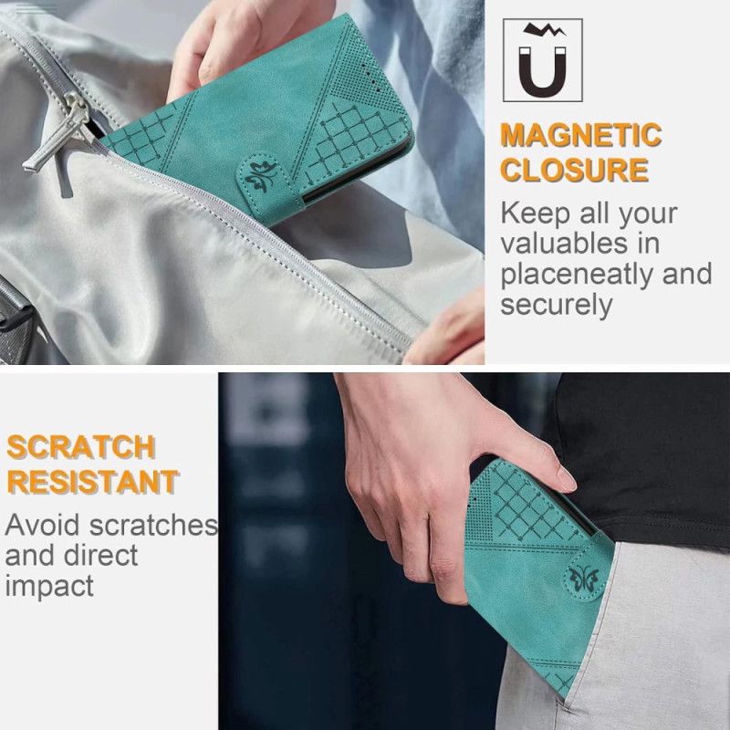 Læder Cover Xiaomi 17 Pro Max Telefon Etui Sommerfugle- Og Geometrisk Design