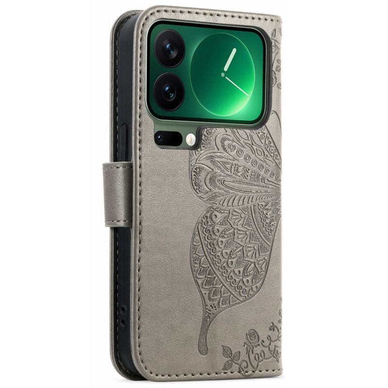 Læder Cover Xiaomi 17 Pro Max Telefon Etui Sommerfugledesign