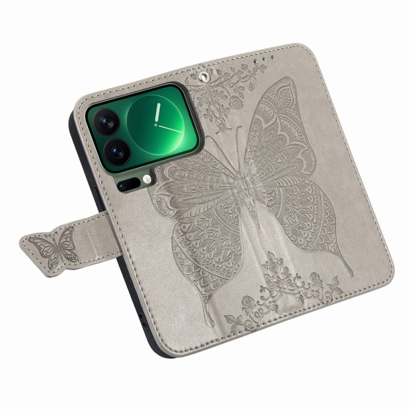 Læder Cover Xiaomi 17 Pro Max Telefon Etui Sommerfugledesign