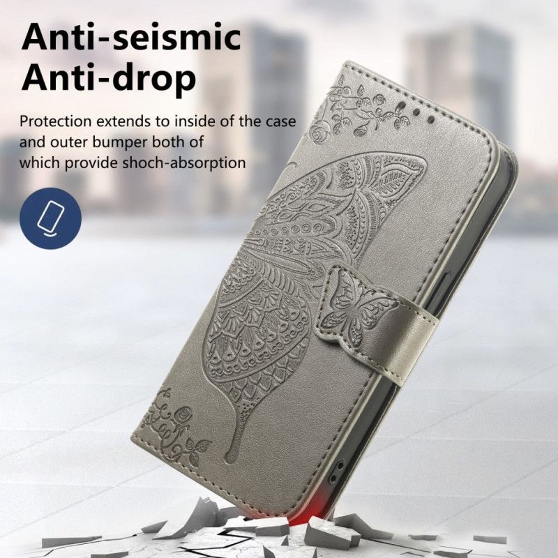 Læder Cover Xiaomi 17 Pro Max Telefon Etui Sommerfugledesign