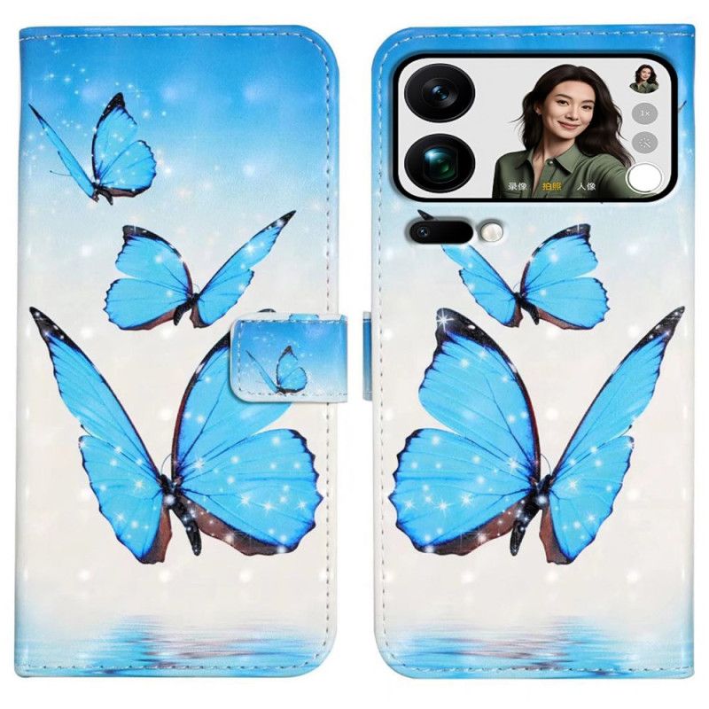 Læder Cover Xiaomi 17 Pro Max Tre Sommerfugle