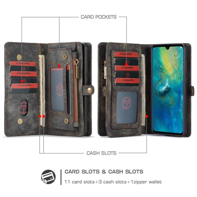 Flip Cover Læder Huawei Mate 20 Grå Aftagelig Caseme