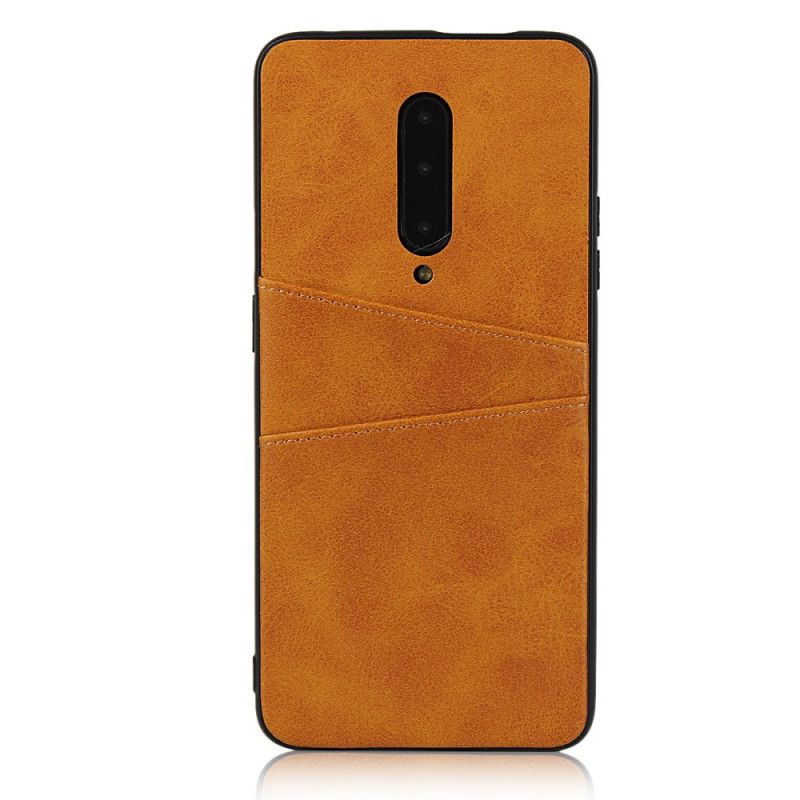 Cover OnePlus 7 Pro Rød Dobbelt Kortholder Af Lædertekstur