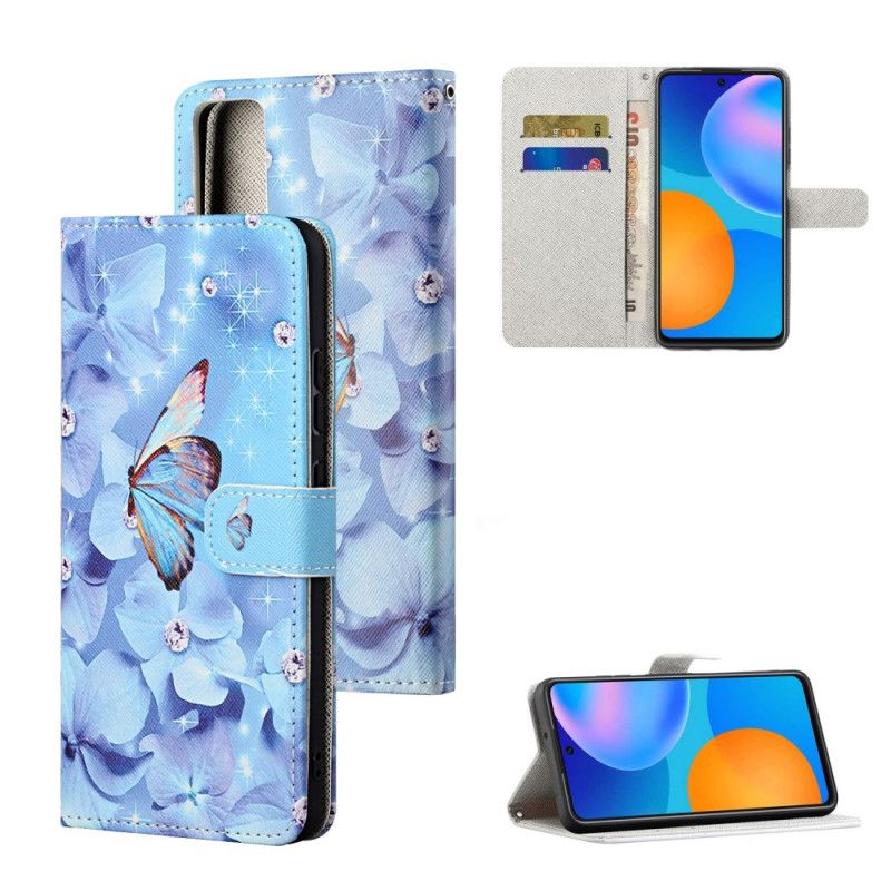 Flip Cover Honor 10X Lite Mobilcover Diamant Sommerfugle Med Rem