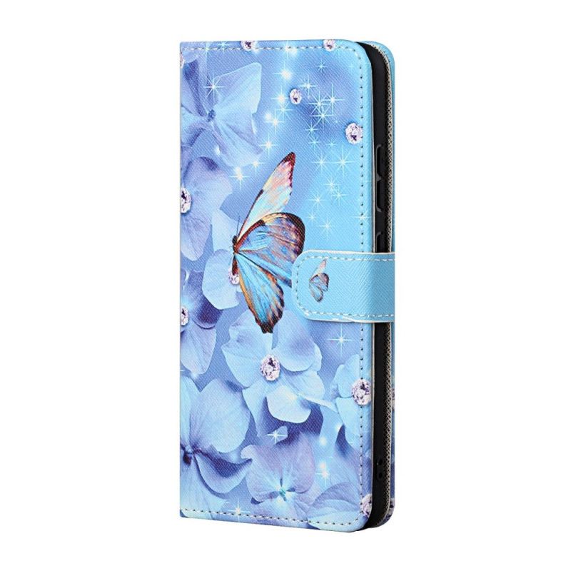Flip Cover Honor 10X Lite Mobilcover Diamant Sommerfugle Med Rem